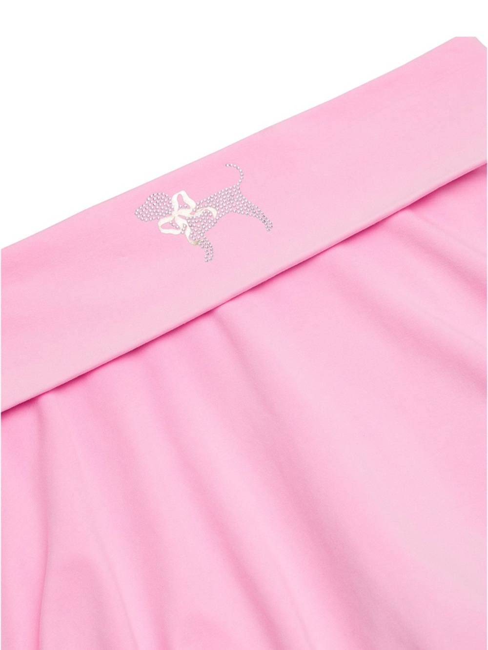PINK X LoveShackFancy Cotton Foldover Flirty Skirt Skort Rhinestone Dog Logo - Picture 4 of 7